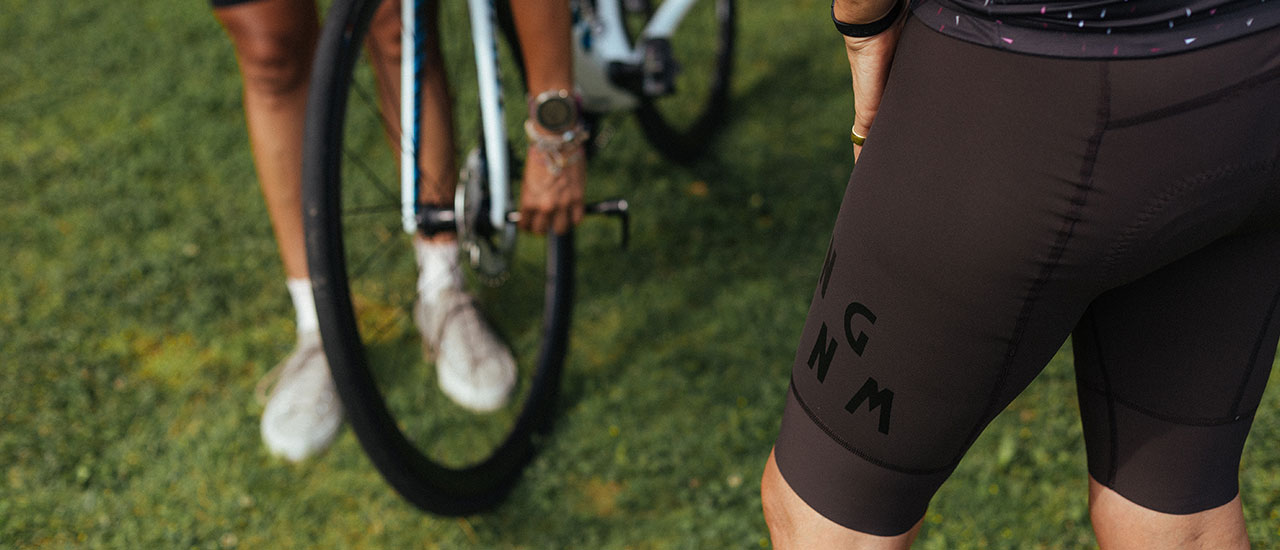 NGNM Performance Bibs Dark Brown black logo