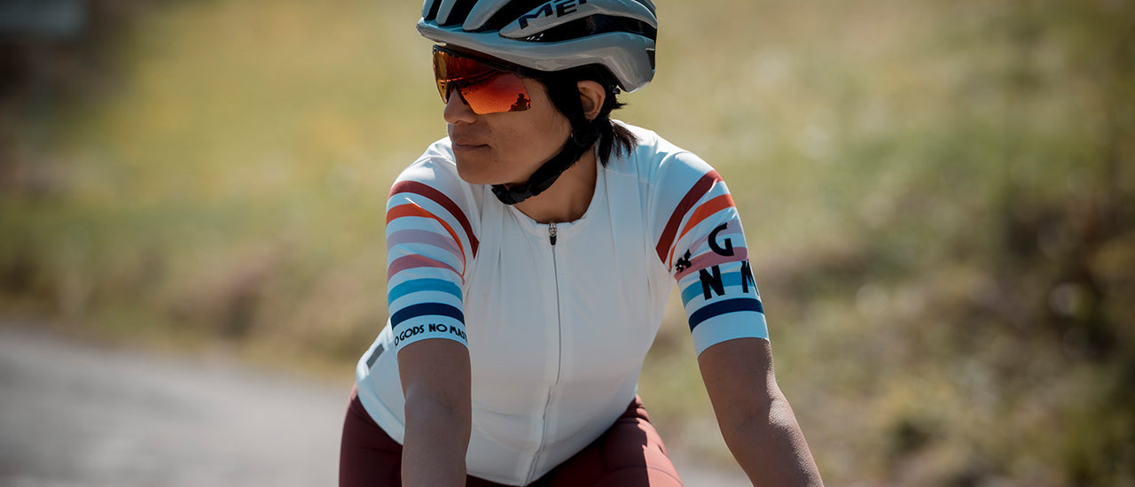 NGNM Ivory Stripes road burgundy bib shorts multicolour cycling jersey