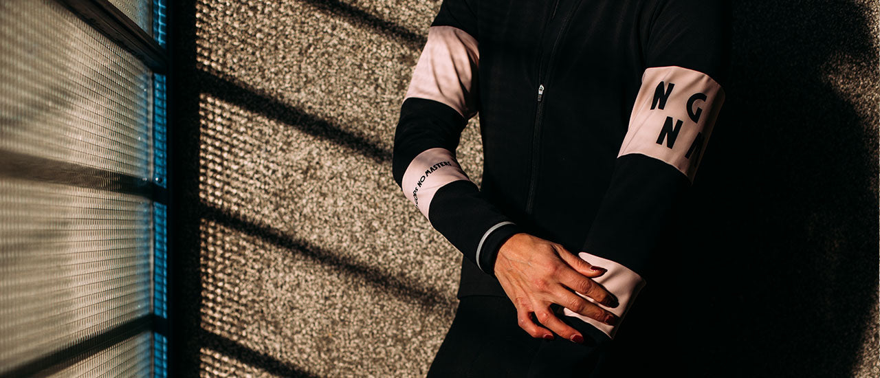 winter performance jacket pink sleeves