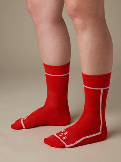 T-section socks red white front