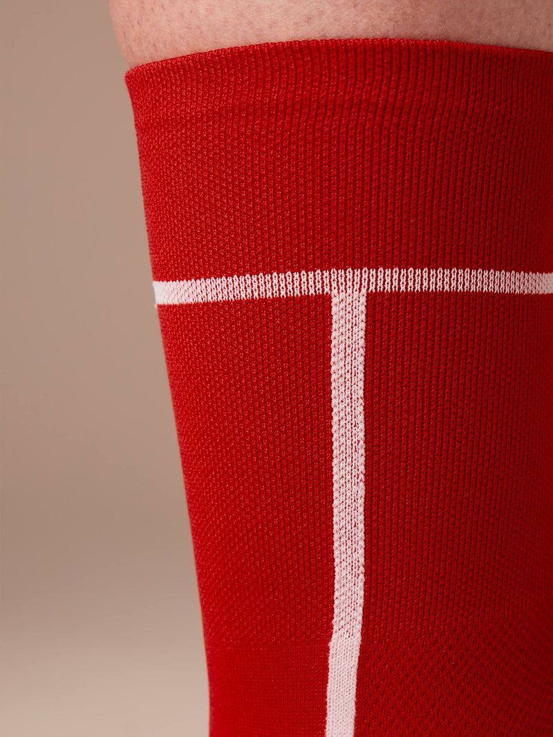 T-section socks red white cuff