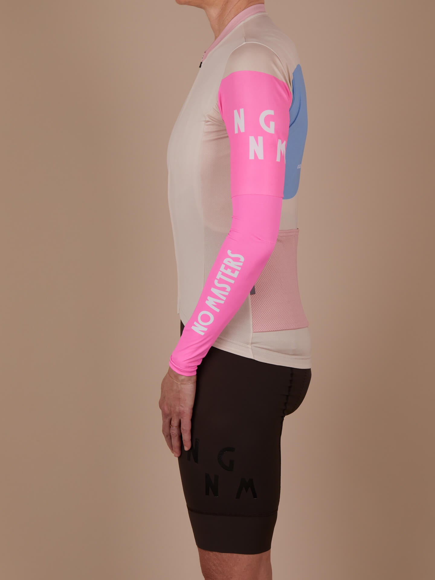 Arm Warmers Hot Pink White Logo side