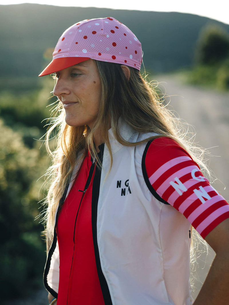 Bundle Cap Jersey Pink Red Polka Dots flip down