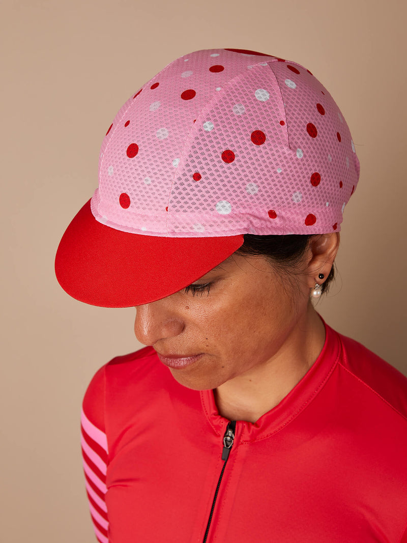 Cycling Cap — Tri-Summer Polka Dots Pink