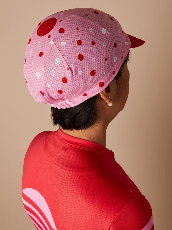 Cycling Cap — Tri-Summer Polka Dots Pink