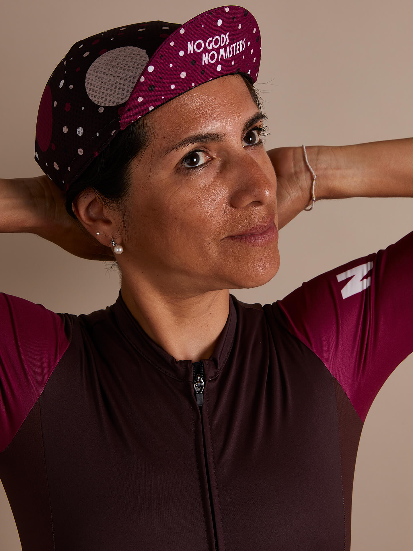 Cycling Cap — Tri-Summer Polka Dots Dark Chocholate Brown