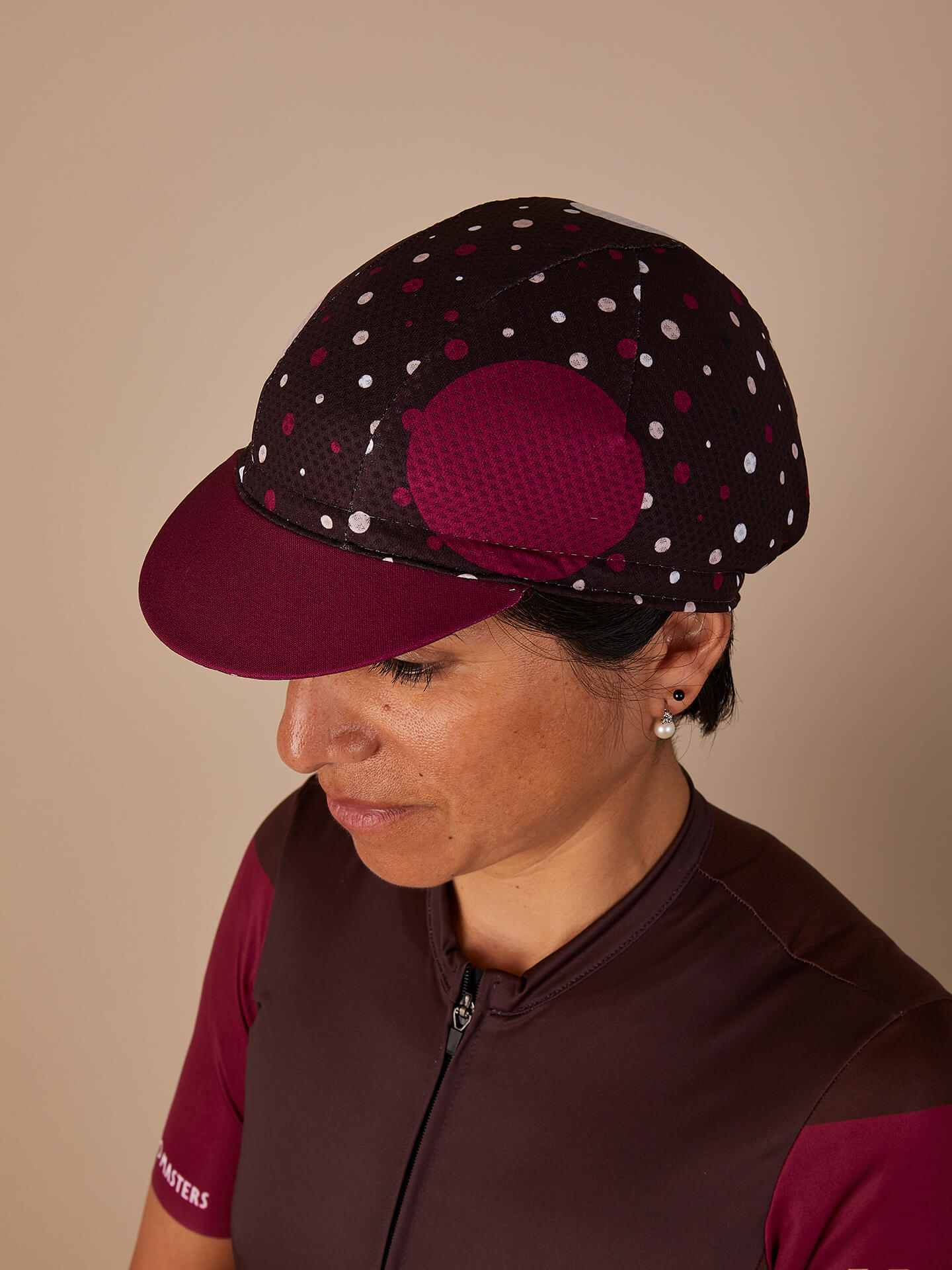 Cycling Cap — Tri-Summer Polka Dots Dark Chocholate Brown