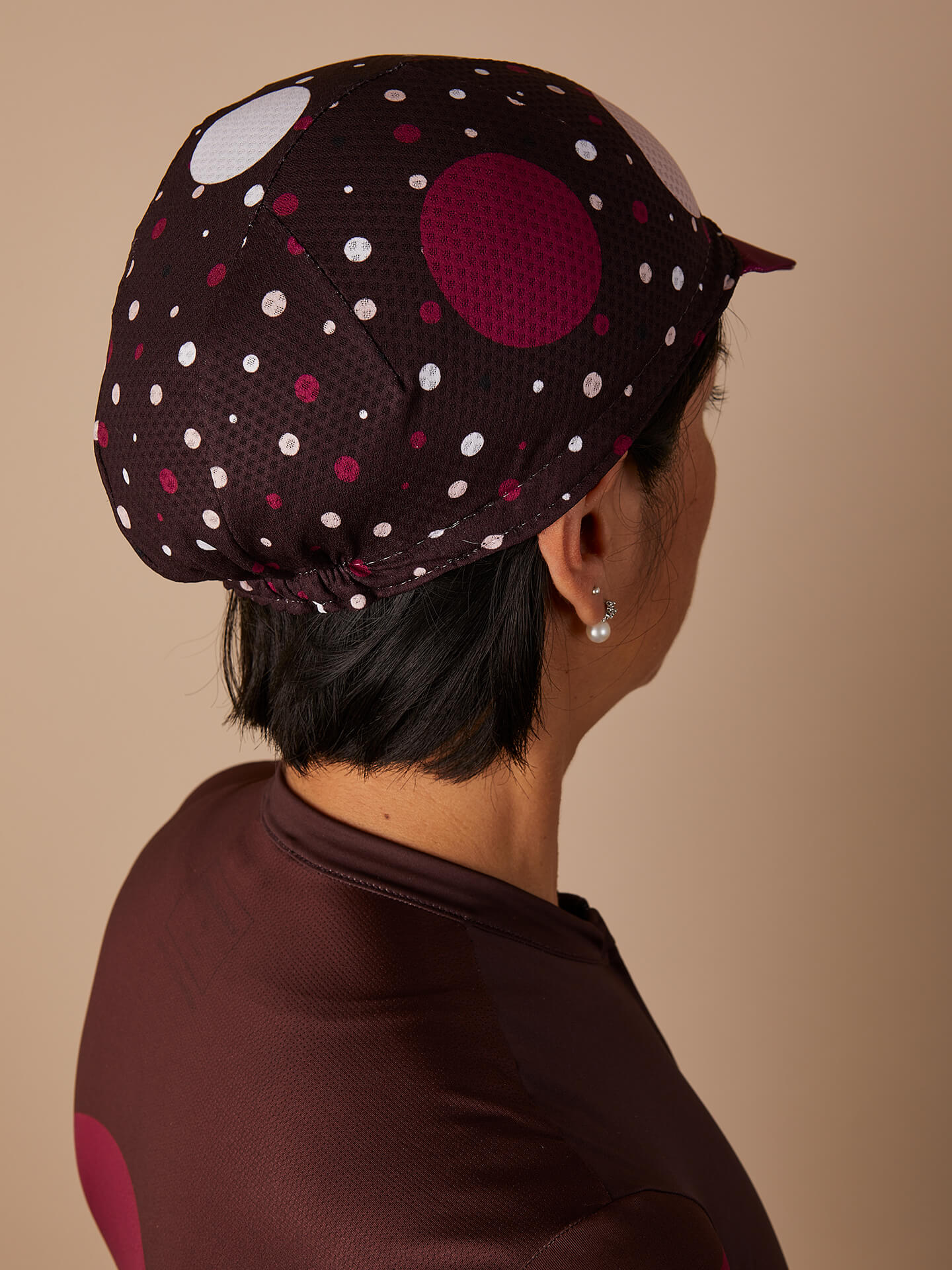 Cycling Cap — Tri-Summer Polka Dots Dark Chocholate Brown