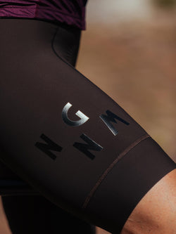 NGNM Performance Bibs Dark Brown black logo